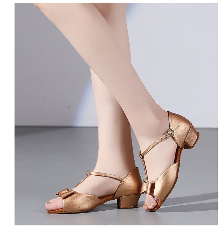 儿童拉丁舞考级比赛鞋女孩白色小码软底舞蹈练功鞋超纤白蝴蝶白色超纤