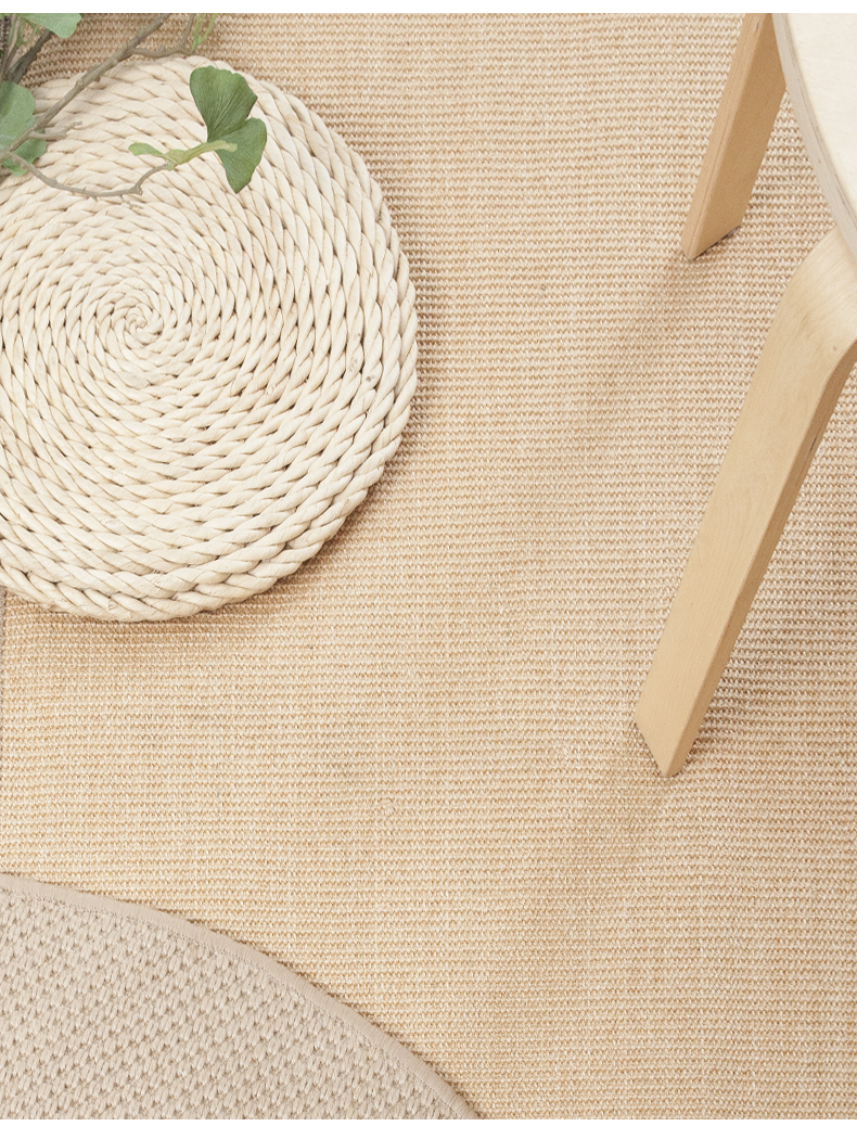 剑麻地毯客厅茶几毯黄麻亚麻草编茶室编织棉麻榻榻米日式定制褐色l003