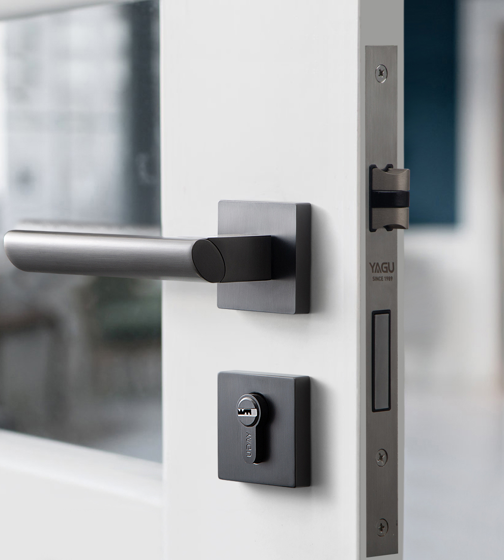 亚固北欧风235p卧室门锁室内房门锁门把手木门锁房间门锁静音门锁黑