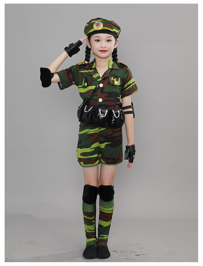 六一儿童兵娃娃舞蹈服幼儿园演出服装迷彩服套装小荷风采军表演服 兵