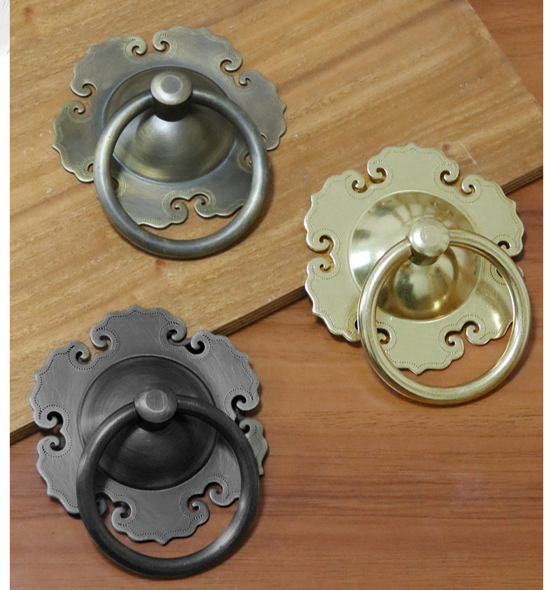 仿古大门中式铜门环拉手复古老式门把手民宿木门装饰铜把手配件黄铜色