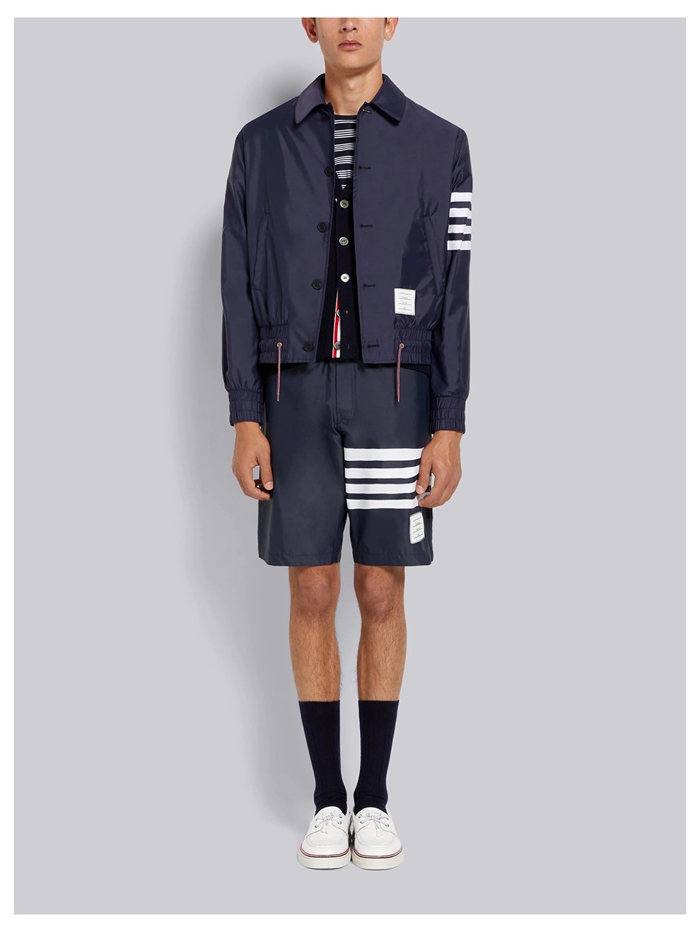 thom browne 汤姆布朗 2022新款男士尼龙条纹短裤休闲运动泳裤 mtt029