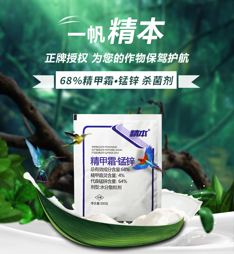 一帆精本精甲霜灵锰锌葡萄黑胫病蔬菜霜霉病晚疫病农药剂 100g【图片