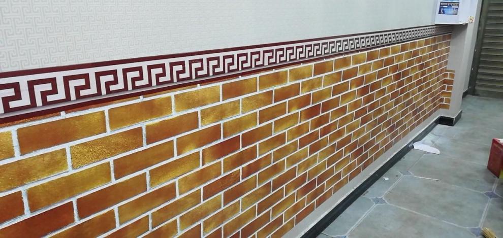 网红款3d墙纸自粘墙围贴纸饭店砖纹墙贴防水防潮麻辣烫火锅烧烤店墙