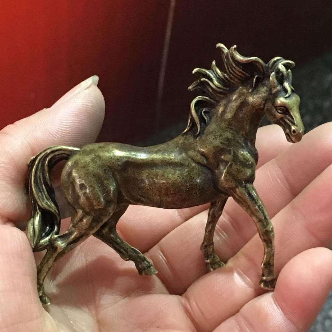 资箫岚铜十二生肖铜马实心骏马小马风水摆件铜马小摆件马到成功手把件