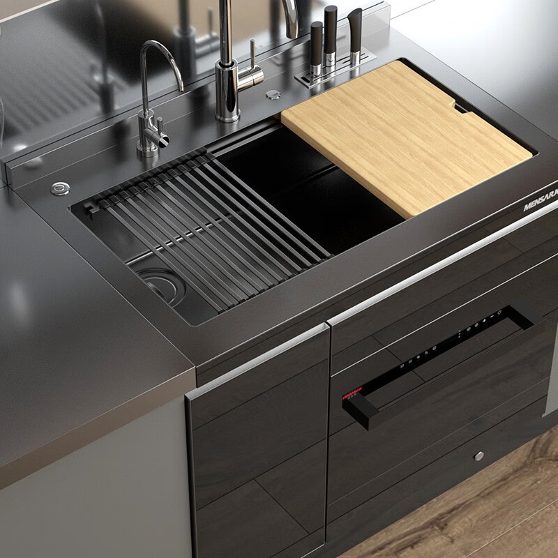 Mishijie kitchen integrated sink dishwasher integrated machine single-slot integrated cabinet 900mm nano black standard