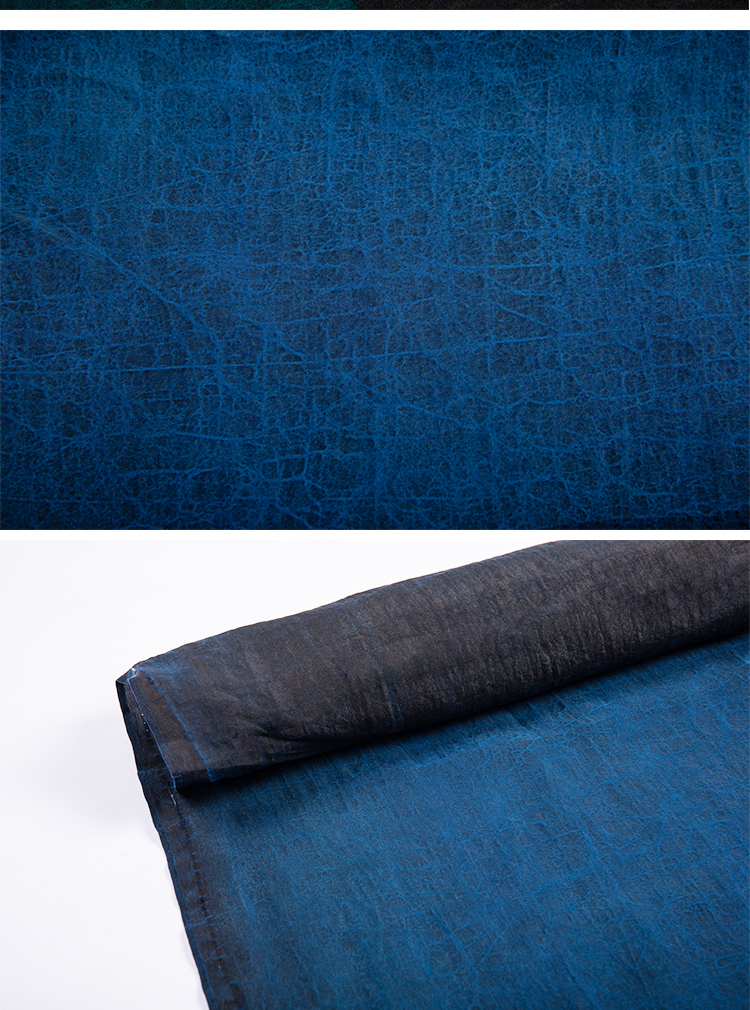 龟纹香云纱布料正宗顺德龟纹香云纱布料绿色龟裂纹香云纱面料桑蚕丝