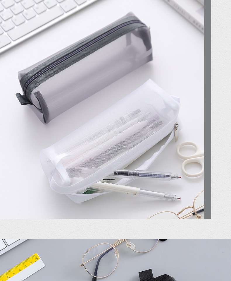 今霸 网红透明网纱大容量笔袋初中生高中生日系简约ins风小众文具袋