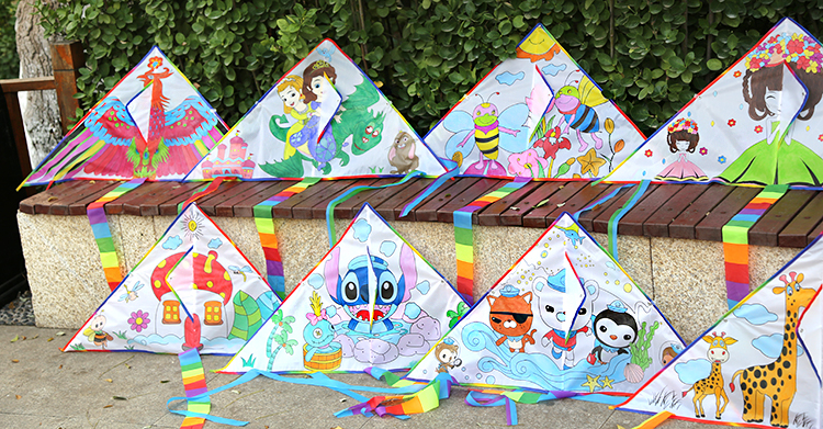 diy风筝材料教学手工风筝自制材料包手工风筝儿童空白风筝涂鸦手绘画