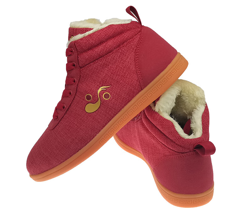 【严选品质】太极鞋女男冬季棉鞋橡胶底布鞋练功鞋武术运动鞋中老年红