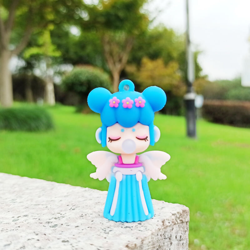 国潮盲盒古风女子网红鼻涕泡娃娃软胶公仔玩具礼品钥匙扣人偶 4个