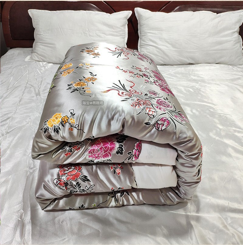 老式手工被子老式包边被子结婚手工棉花传统丝绸绸缎喜被复古棉絮双人