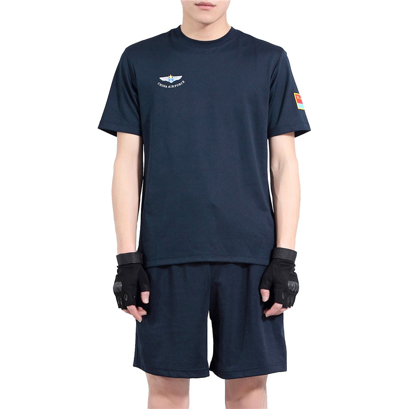 短袖体恤衫服饰夏季圆领体能白色体能服 聚会t恤hodw 空军蓝色体能服