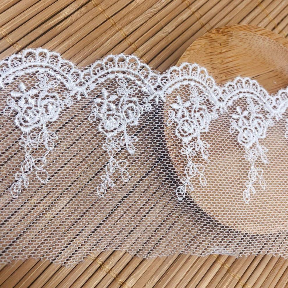 洛丽塔衣服裙边袖口装饰花边辅料双层刺绣蕾丝褶皱边飞边网纱配件黑色