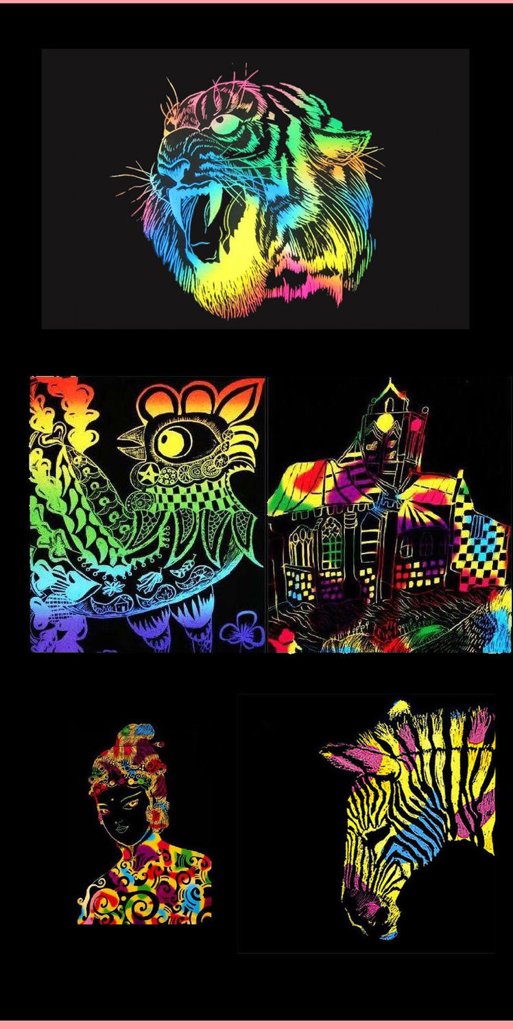 100张炫彩刮画纸a4儿童刮刮画幼儿园小学生diy加厚刮画纸4k8k实惠装