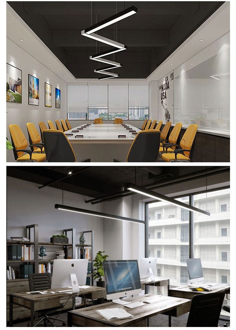 欧普电灯亮led长条灯办公室吊灯现代简约长方形灯具店铺商用吊灯佛山