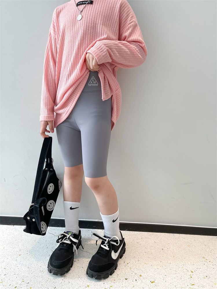 精选儿童五分裤2021春夏款女童紧身短裤百搭弹力鲨鱼皮打底裤鸟之语