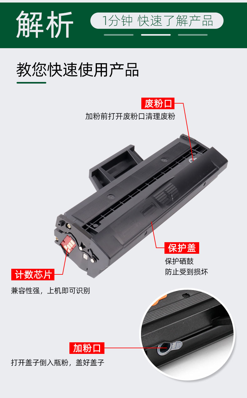 适用惠普136w硒鼓hp110a 108w mfp136a/nw 138nw打印机墨盒趣器屋