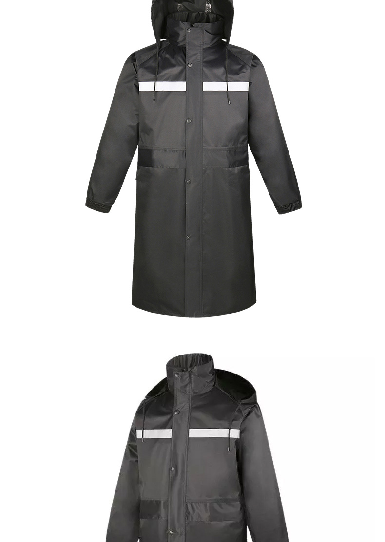 雨衣长款全身连体男反光双层防水加厚外套雨衣黑长风衣布内里裤子m