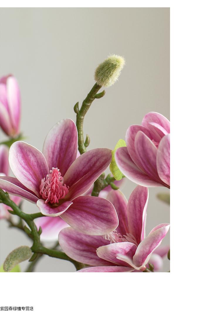 园艺中式手感短枝迷你小玉兰仿真花家居客厅摆件书房茶几假花装饰花艺