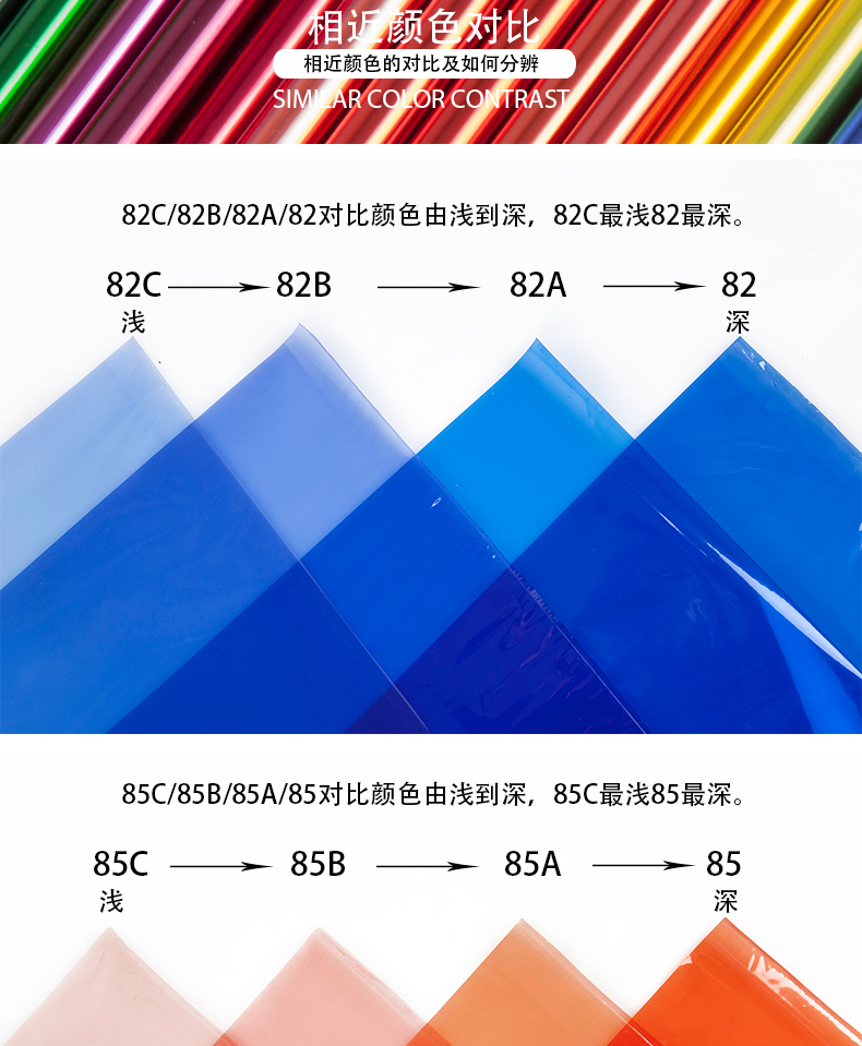 影视色纸摄影柔光纸滤色纸舞台灯光片灯光纸雷登82雷登85色温纸升降