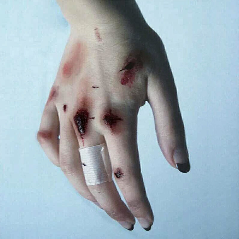伤疤贴纸纹身贴防水男女万圣节恐怖伤疤缝针仿真恶作剧假受伤口抓痕