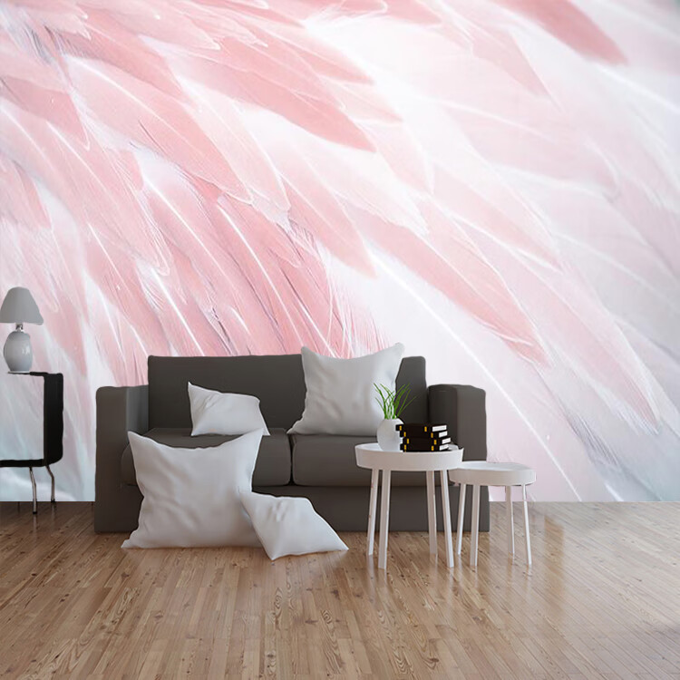 立体现代简约客厅电视背景墙壁纸家用卧室沙发墙纸壁画墙布羽毛新款a