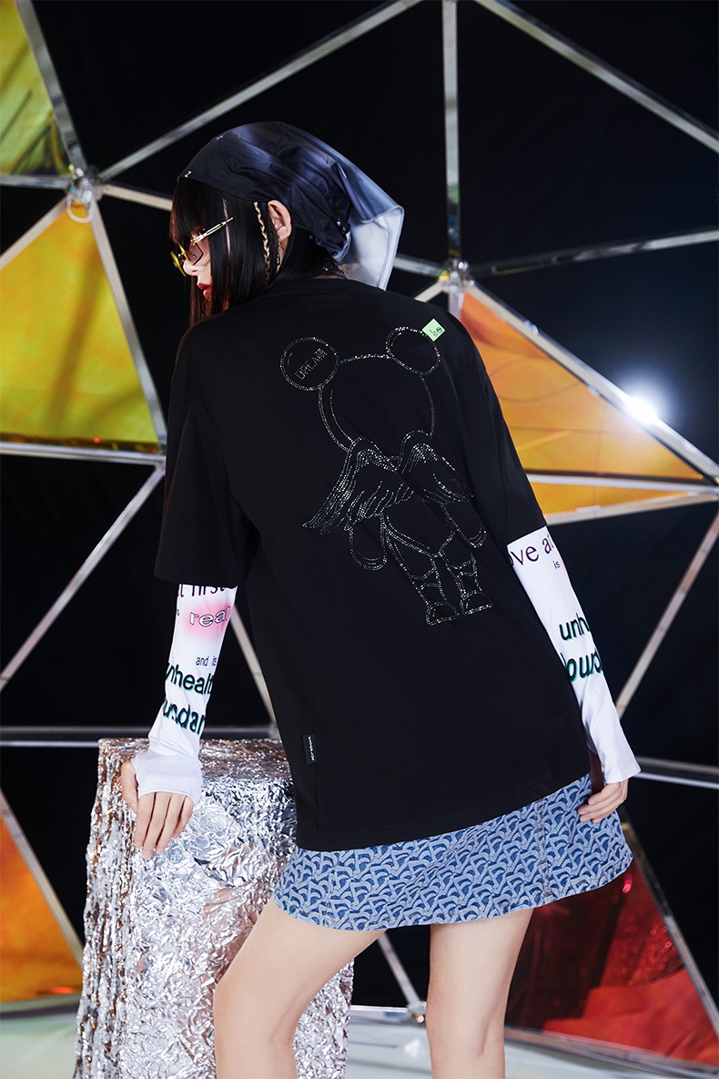 星际熊联名款fiveplus短袖t恤女装年夏季新款潮牌中长