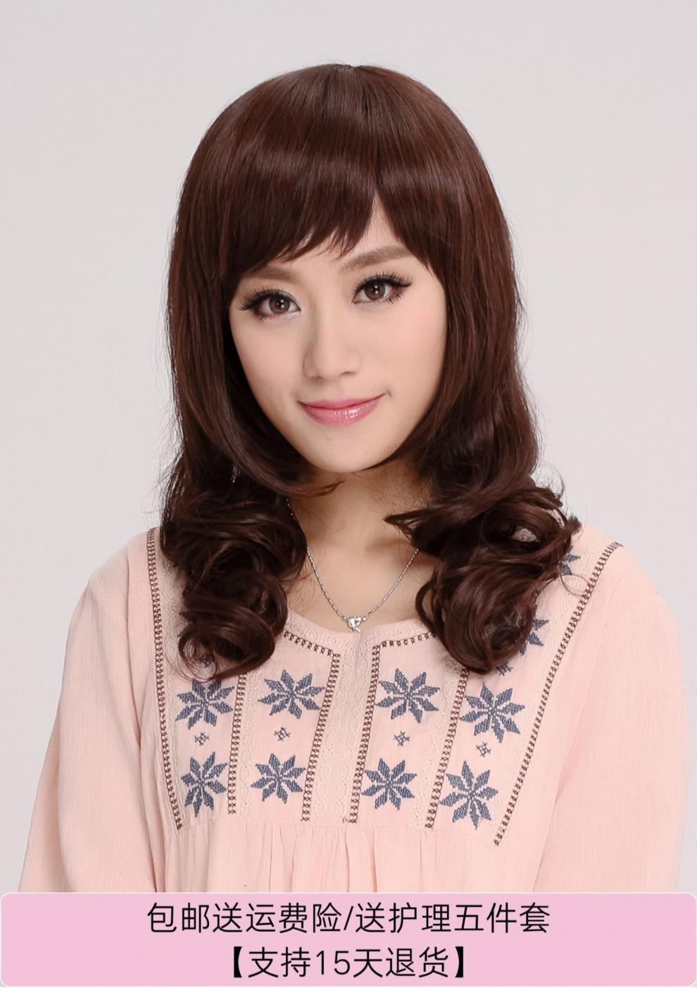 妈妈假发真发时尚假发女长发中年妈妈透气自然真发全头套式大波浪卷发