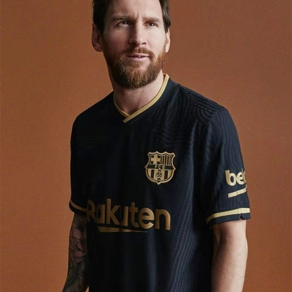 球衣2021-22主客场1号梅西足球服比赛训练服套装 21巴萨客场黑色不印