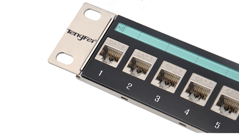 tengfei腾飞24口超五类网络配线架机柜六类网线理线架1u直通理线器免