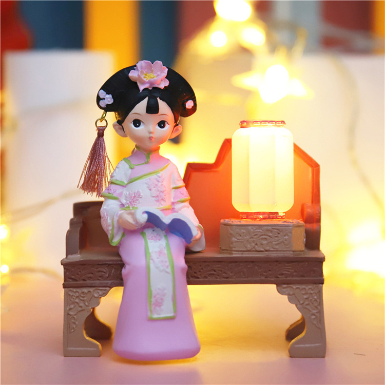 宫廷格格摆件 国风清朝宫廷格格提灯小摆件古风儿童生日礼物小夜灯10