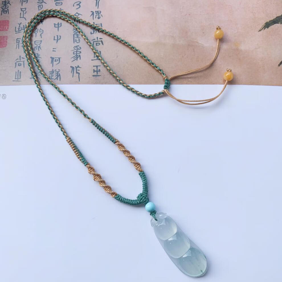 绿松石项链挂绳 嘉儿手编项链绳翡翠蜜蜡绿松石佛牌吊坠皮绳毛衣链男