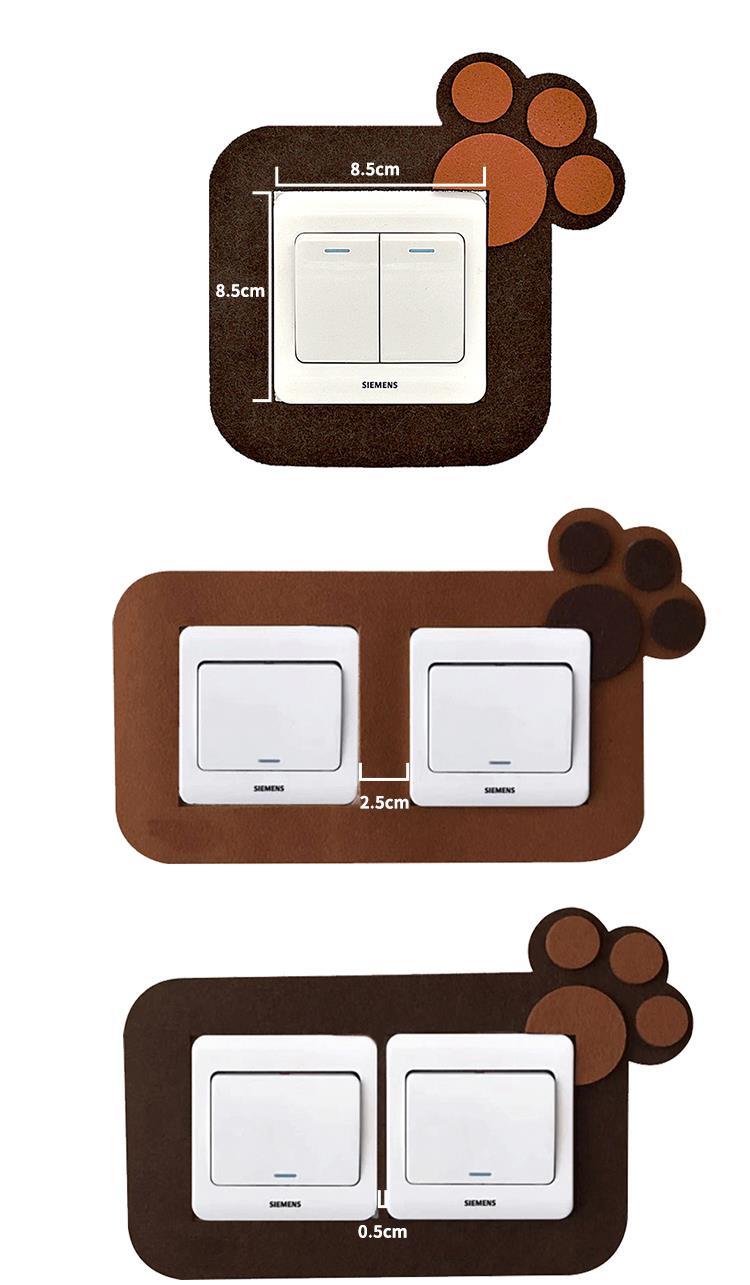 迎新必备开关套防脏贴熊掌免粘开关贴毛毡开关贴墙贴装饰贴开关保护