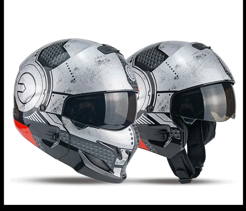 飞行员头盔空军机甲蝎子男摩托车全盔可拆洗复古半盔酷个性机车组合盔