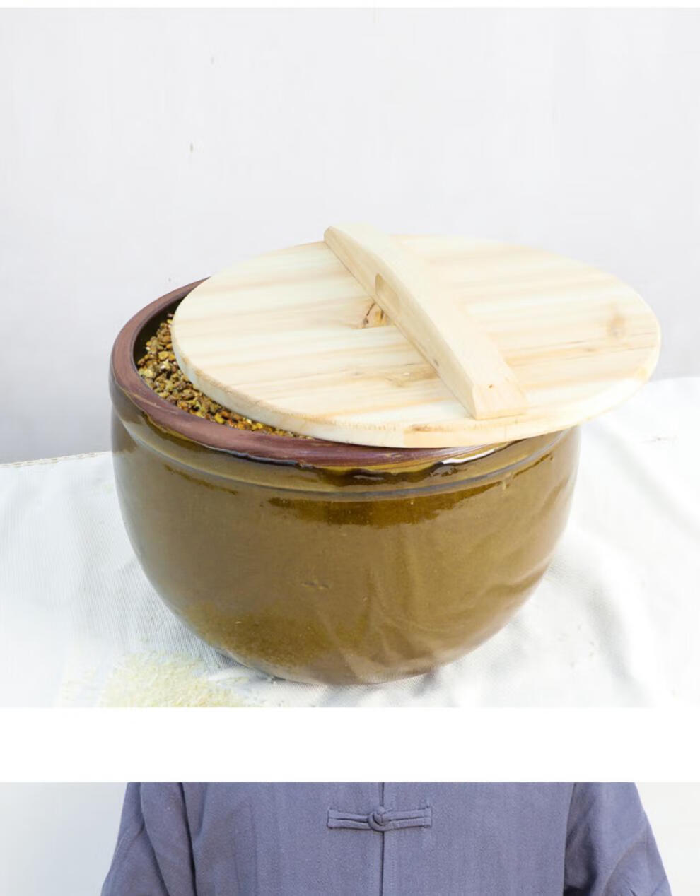 甜酒发酵缸 陶瓷腌菜缸腌肉缸厨房老式酱咸菜缸带盖土陶甜酒酿发酵缸