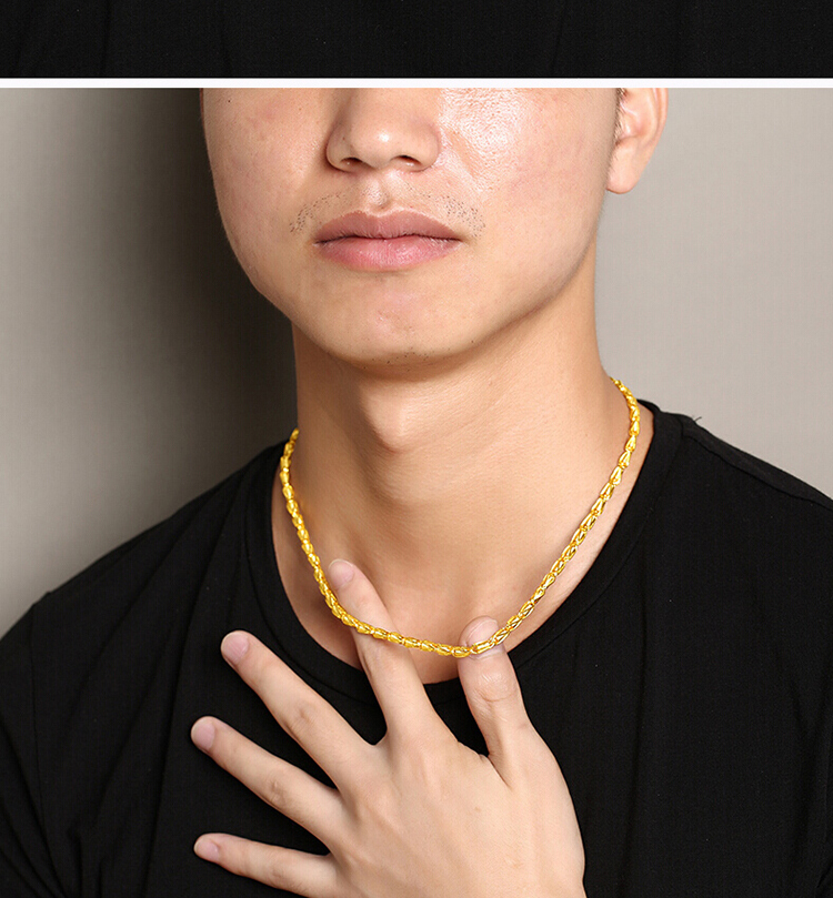 黄金项链素链按克足金9999麦穗加粗男士大克数金链金项链吊坠佩链藏大