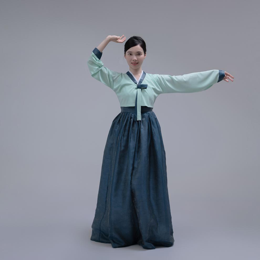 朝鲜舞蹈演出服女士艺考表演服装少数民族成人练习练功朝鲜族舞服绿色