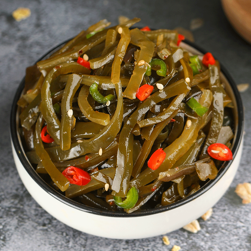抖音同款海婷海带丝开袋即食香辣海带块零食小吃麻辣下饭菜整箱商用
