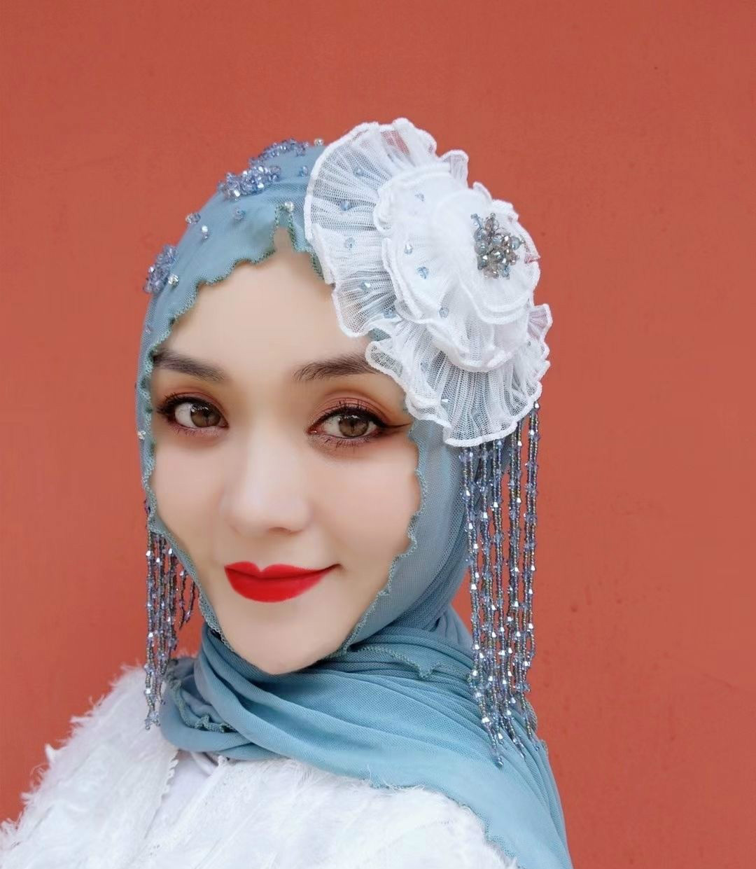 心墨染新品回族女人的套头纱巾 盖头头巾卡施卡新品芙蓉夏季网纱网红