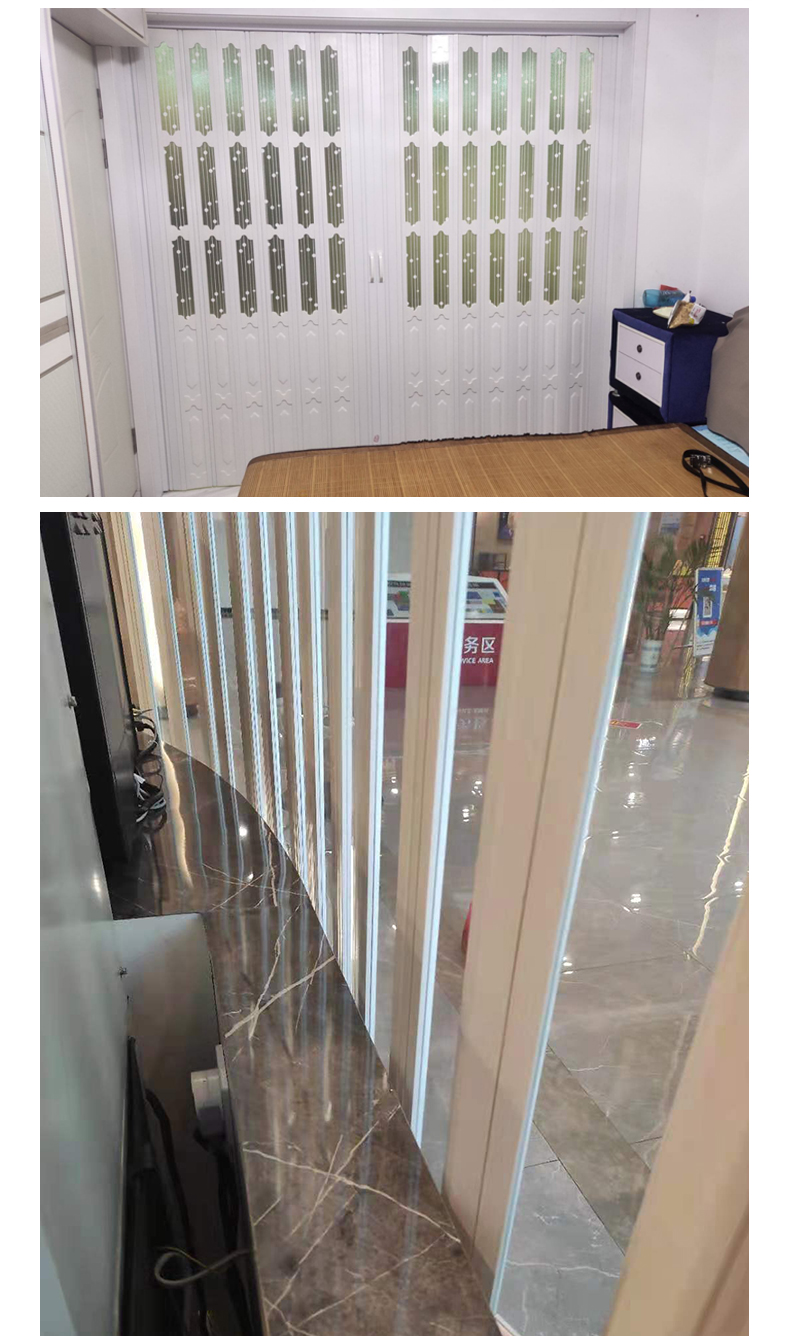 pvc折叠门推拉门厨房隔断门燃气临时免打孔伸缩隐形卫生间简易门定制
