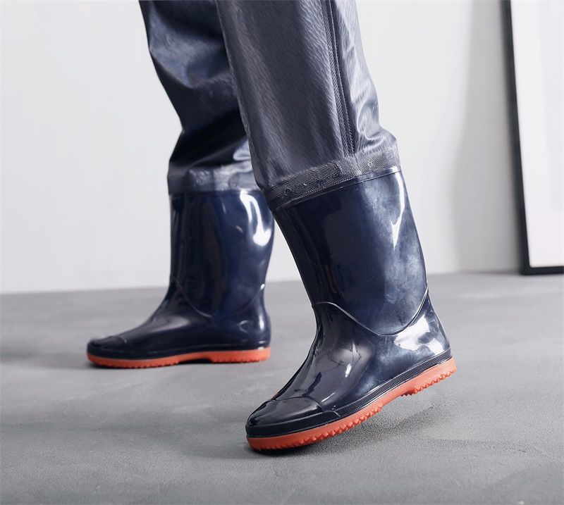htqhnr超长水鞋男士雨鞋夏背带长筒水靴齐腿雨靴牛筋底打渔插秧劳保