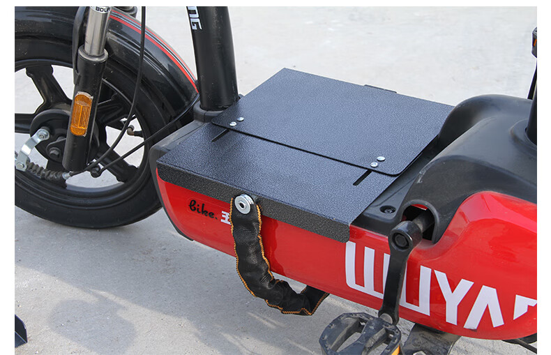 电动车电瓶锁踏板防盗锁雅迪爱玛电瓶车电池锁十字锁防偷钢板盖板黑色