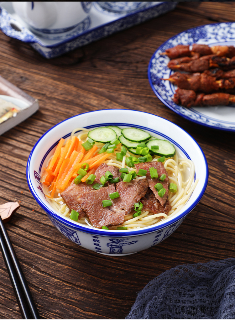 舌尖上的中国碗舌尖上的中国陕西油泼牛肉面碗陶瓷中式创意八大怪高脚