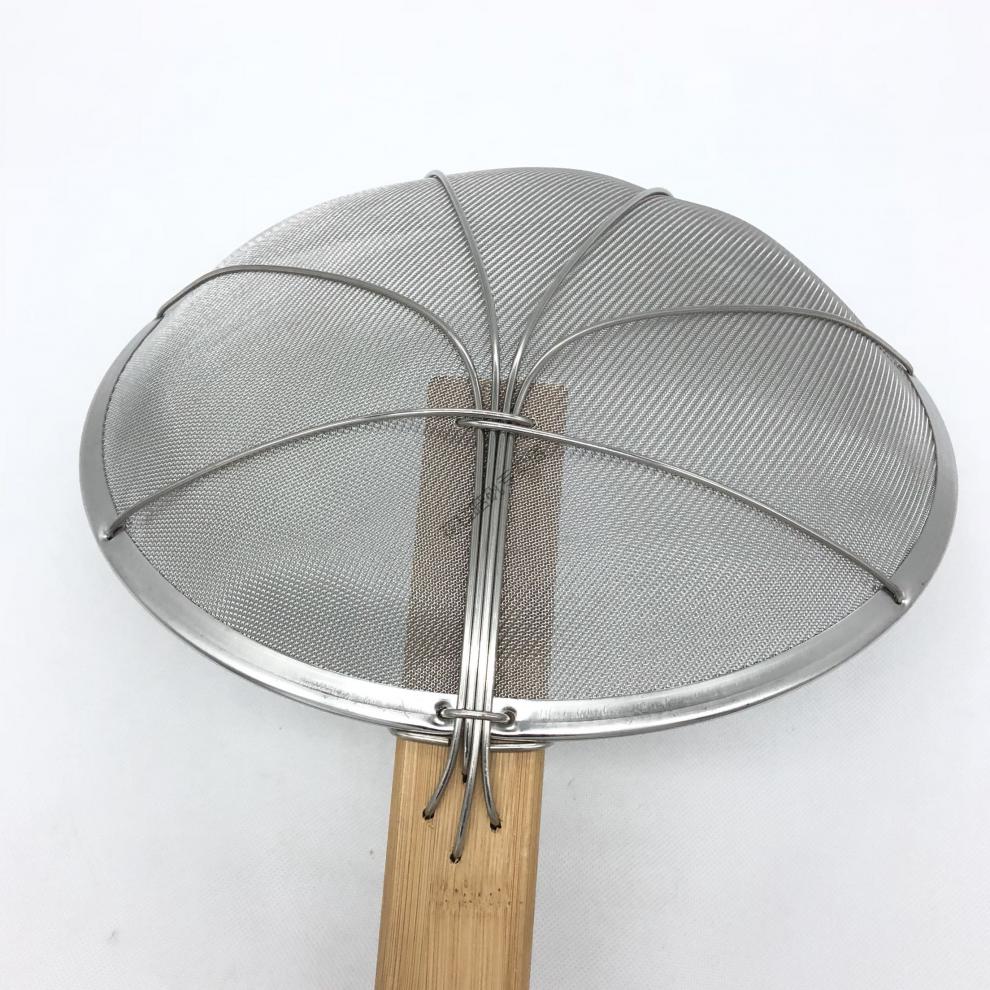 大号不锈钢竹柄大漏线漏炸密喱过滤网捞面渣捞漏勺钢丝网厘笊篱细网