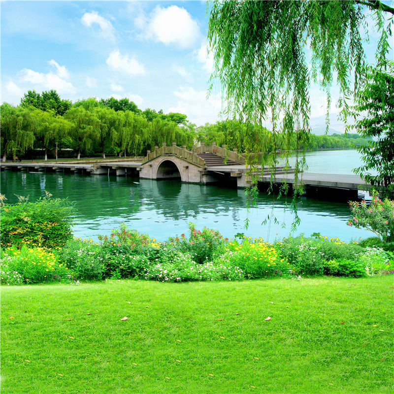 直播背景布新立体主播墙纸布3d山水大草原主竹林室外风景荷花中秋 9