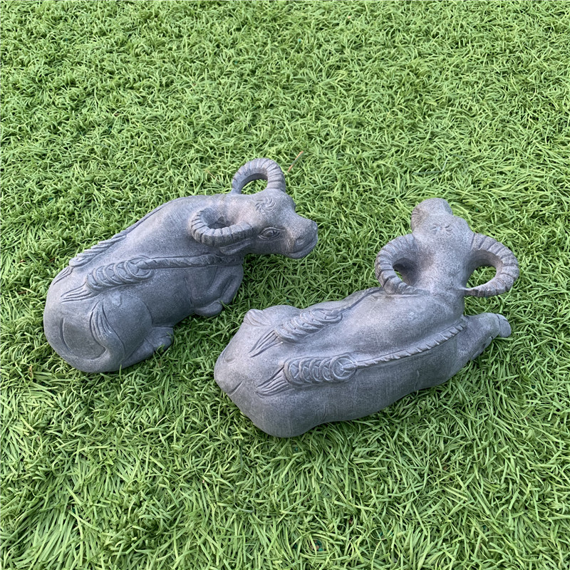石牛石雕牛摆件石头石材雕刻石水牛石刻卧牛工艺品十二生肖青石牛 长