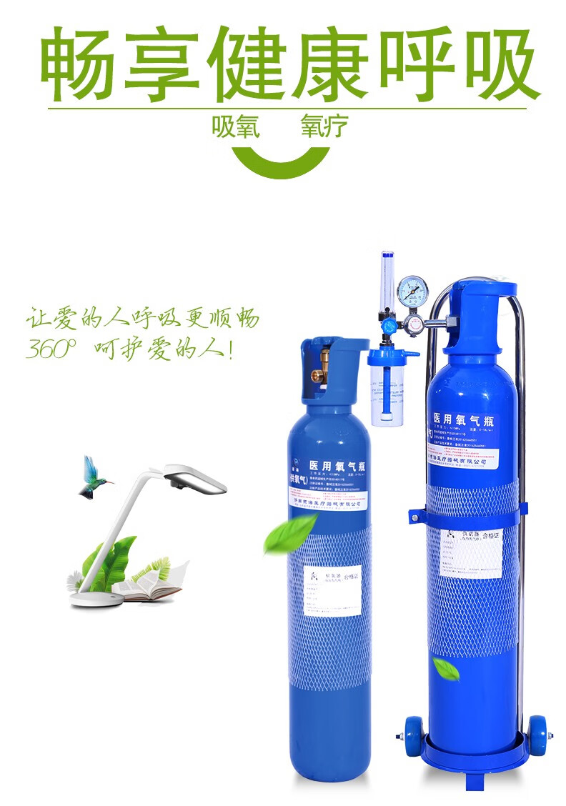 医用氧气瓶5526527528升家用便携小型高压罐工业瓶救急旅游高原吸氧6