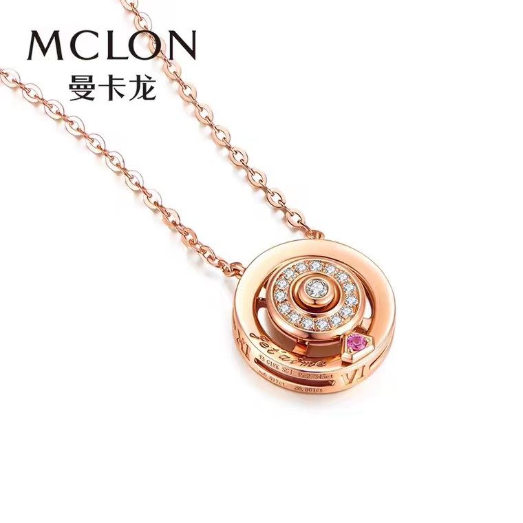 【京品】曼卡龙指爱针2022款七夕礼物指爱针项链女锁骨链项玫瑰金吊坠