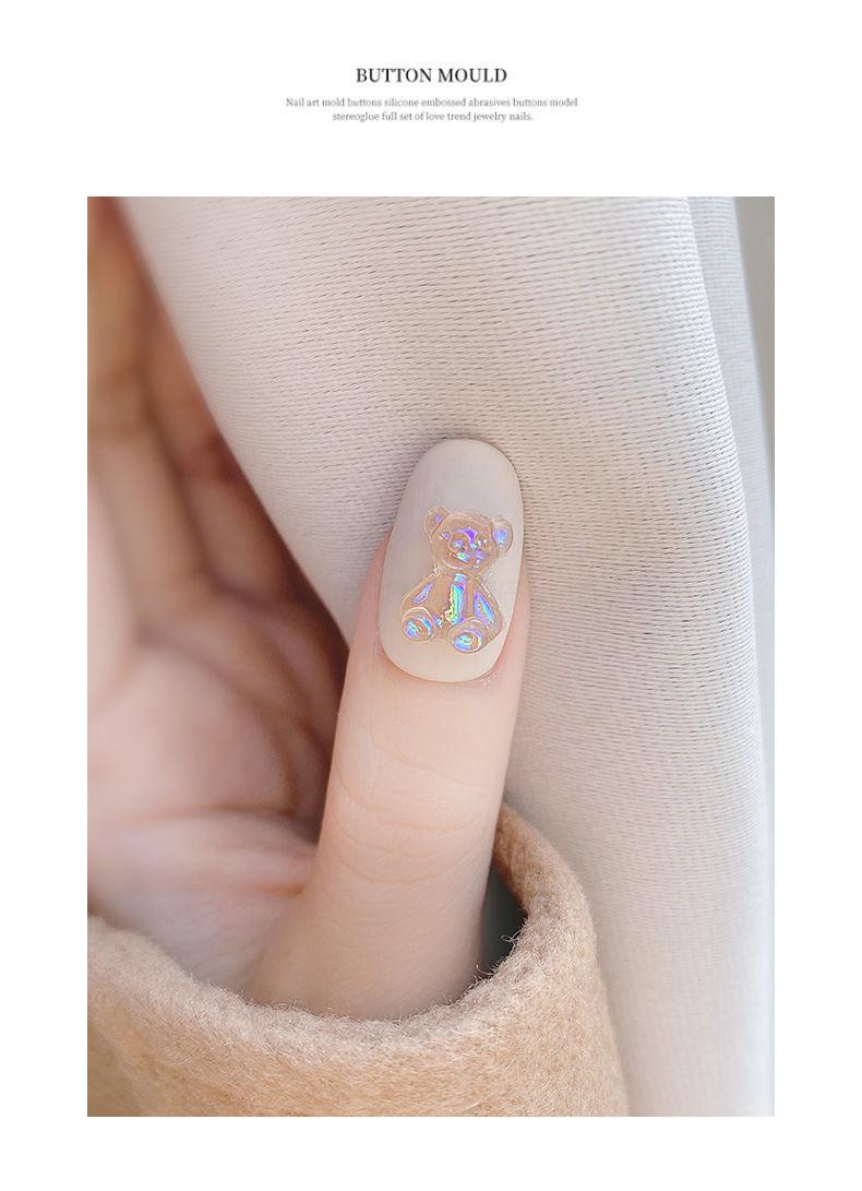 网红美甲饰品极光小熊幻彩糖果小熊立体可爱饰品指甲装饰品钻3极光